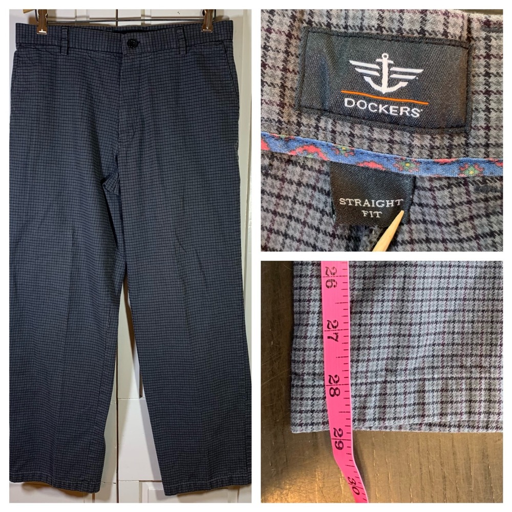 Dockers Straight Fit Plaid Casual Pants 33x30 (33x29) Fun Work Preppy Academia